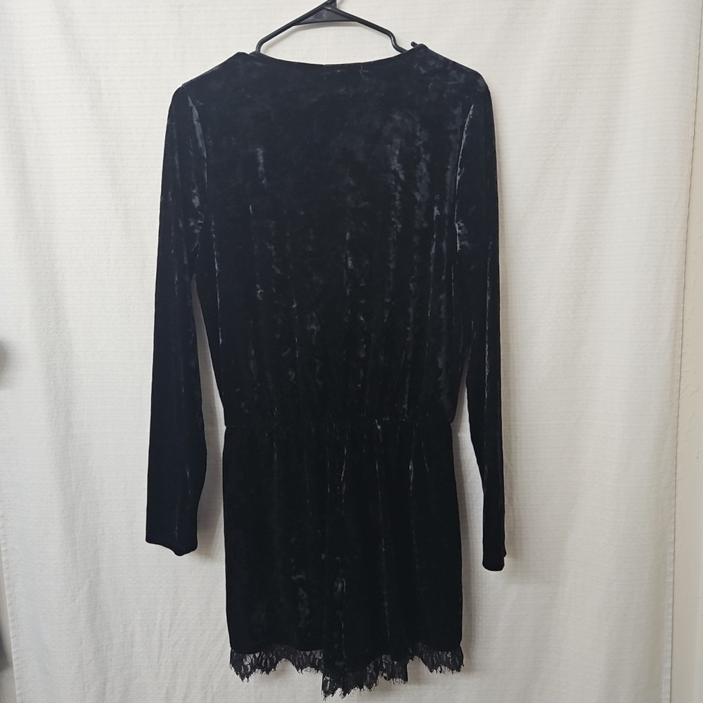 Womens Sz Med Crushed Velevet Romper Shorts Faux Wrap Whimsigoth Dark Fairy - Picture 4 of 6